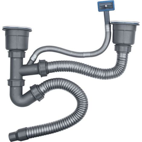 Tuyau flexible PVC pour évier – Anti-odeurs – Installation rapide – Double évacuation 50mm – Matériaux durables PP et acier inoxydable (1/5)