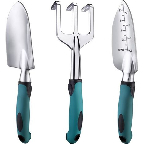 Juego de 3 herramientas de jardinería de acero inoxidable con mangos ergonómicos (1/5)