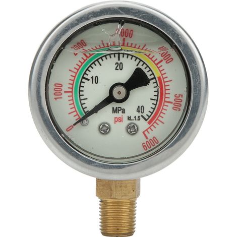 Jauge de pression en acier inoxydable M10x1 avec filetage arrière 1/8NPT pour compresseur 40MPA, résistant aux chocs (1/5)
