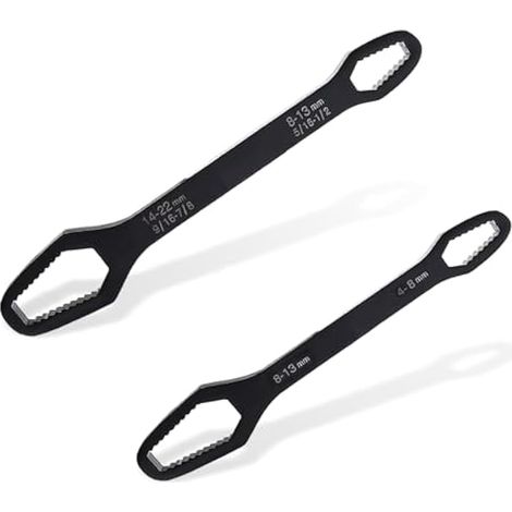 Lot de 2 clés multifonctions à double extrémité auto-réglables de 4 à 22 mm, outil de clé Torx universelle pour réparation à la maison, serrage (22,5 cm + 15 cm) (1/5)