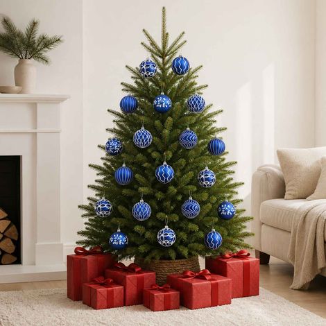 vidaXL Conjunto de bolas de Navidad XL 18 uds. Azul y Blanco 8 cm (1/5)