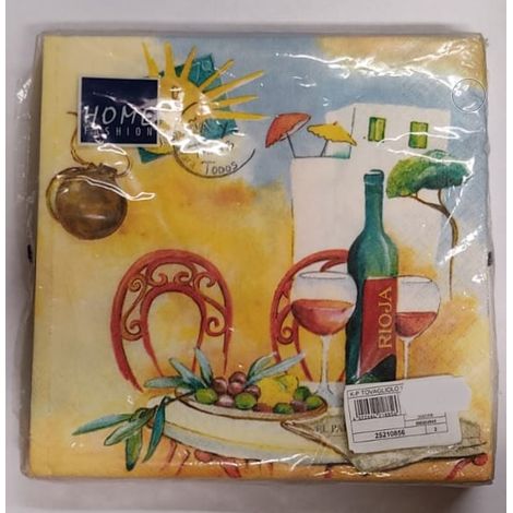 HOME FASHION - CONFEZIONE DI TOVAGLIOLIPER DECOUPAGE DA 20PZ 33X33CM - FANTASIA PRANZO ALL'APERTO