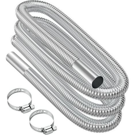 Lntyq Tuyau d'échappement, 300cm Portable Flexible Tuyau d'échappement en Acier Inoxydable avec 2 Colliers en Acier IOnoxydable, Tuyau d'Echappement de Voiture(25mm) pour Chauffage Diesel Voiture (1/5)
