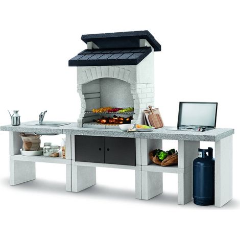 cucina da esterno palazzetti "bilbao" in cemento 270x70x186 cm (1/4)