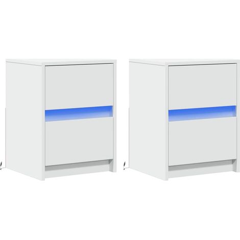 Set di 2 comodini con cassetti e LED 38 x 34 x 50 cm in MDF bianco DEC032870