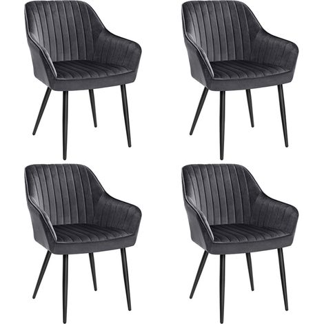 Sedia da pranzo poltrona seduta imbottita con braccioli larghezza seduta 49 cm gambe in metallo rivestimento in velluto portata 110 kg per soggiorno camera da letto grigio 120004910