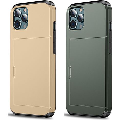 Coque Porte-Carte Pour iPhone 14 Pro - Compartiment Coulissant Pour 2 Cartes - Protection Renforcée TPU/PC - Lot De 2 (1/5)