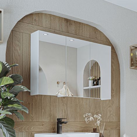 Roomart GUSTO-II-120 Spiegelschrank 105 cm breit, Weiß