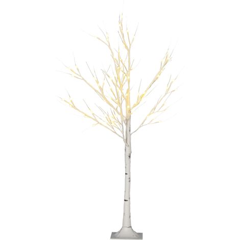 Kunstbaum, Kunstbirke, mit LED-Beleuchtung, warmweiß, realistische, weiße Rinde, 17L x 17B x 120H cm (1/5)