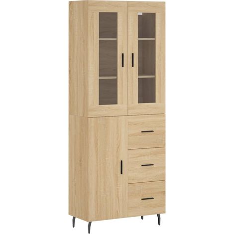 Credenza cassettiera mobile contenitore organizer cucina soggiorno salotto alto sonoma 695 x 34 x 180 cm legno ingegnerizzato marrone 020034192