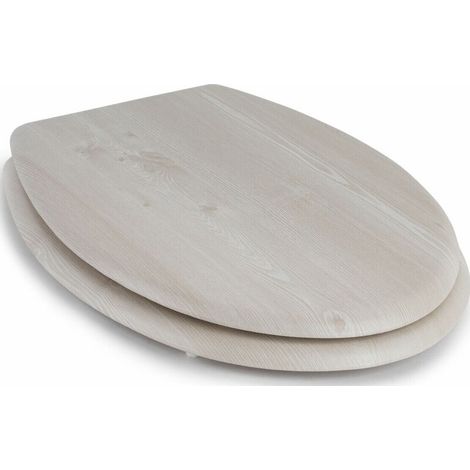 Asiento de inodoro de madera MDF Beldray LA033710WOAKPFEU7, roble blanco. (1/3)