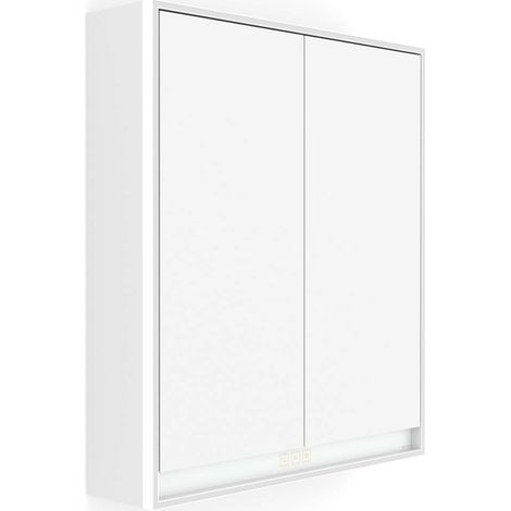 Nimco GA 1 - Armario con espejo con iluminación LED, 70x81x15 cm, 2 puertas, blanco mate GAB 10003VX-05 (1/5)