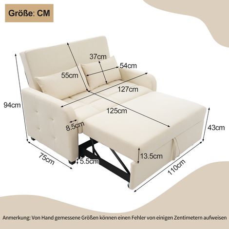 Canapé convertible compact, dossier ajustable, parfait pour studio et chambre d'étudiant, sofa-lit moelleux 180x127 cm, usage quotidien (1/5)