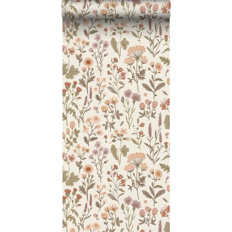 papier peint fleurs des champs vert grisé  - Sanders & Sanders