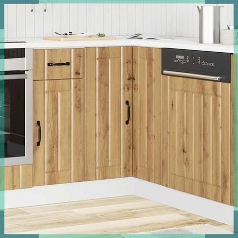 Armoire d'angle de cuisine - Lucca - chêne artisanal - 75,5x75,5x81,5 cm - pieds réglables (1/5)