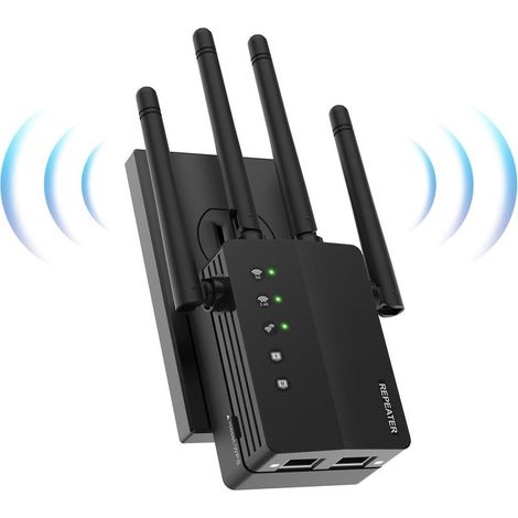 Répéteur WiFi 1200Mbps bi-bande 2,4G/5,8G – 4 antennes – 2 ports LAN Gigabit – Couverture jusqu'à 180m² – Connexion jusqu'à 105 appareils (1/5)