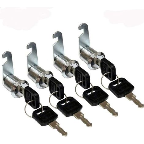 Ensemble de 4 serrures à came cylindriques, serrures de porte d'armoire, serrures à came cylindriques pour boîtes aux lettres