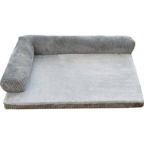Hundebett Grau L 90x75x17cm, Waschbar, Abnehmbar, Rutschfest