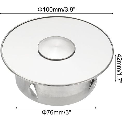 Lot de 2 Bouchon pour Tuyau, Cache-trou de cheminée, Cache Tuyau, Couvercle De Trou De Cheminée,Bouchon Cheminée Perforé en Acier Inoxydable Ø 83mm Profondeur 42mm, argent (1/4)