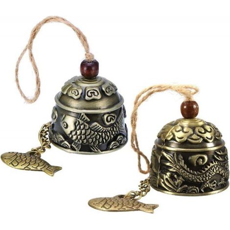 Carillon Eolien - Metal - Dragon Poisson Feng Shui - Decoration Jardin Porte Fenetre - Lot de 2 (1/4)
