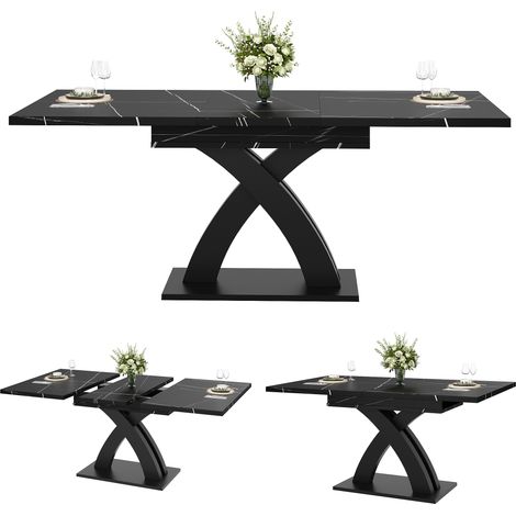 Table extensible 120 à 160 x 80 x 76 cm noire (1/5)