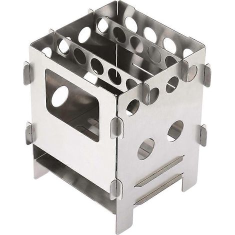Réchaud à bois pliable, léger et portable en acier inoxydable, idéal pour le camping, les pique-niques et la randonnée ( ) (1/4)