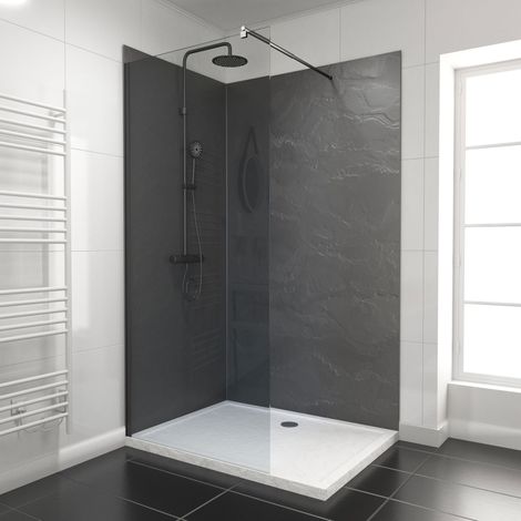 Pacco di 2 Pannelli Murali Pietra Ardoise 90+120x210 cm con Profili NERO OPACO - STONE'IT (1/4)