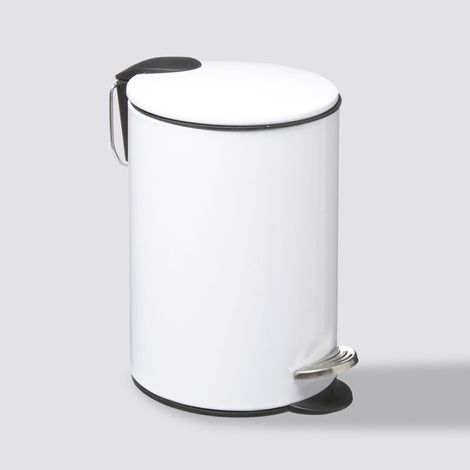 Atmosphera – Poubelle de salle de bain métal à pédale 3 litres – Diamètre 17 cm – Hauteur 24.5 cm – Motif uni – Poids 0.6 kg