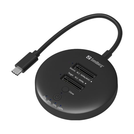 Sandberg USB-C 3.2 Gen 2 Dockingstation für M.2/2,5" SSD/HDD, Schwarz (1/5)