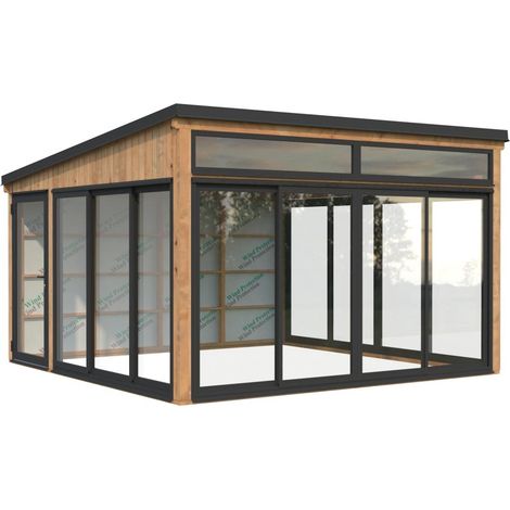 Abri de jardin en bois Saga 16,6 m2 Slide Plus Traité Marron (1/5)