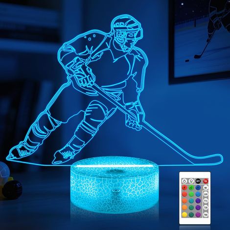 Lampe LED hockey sur glace 3D, 16 couleurs, télécommande, veilleuse (1/5)