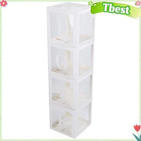 Tbest Boîtier transparent 4pcs Boîte à Ballons Étui Transparent avec Lettres Décoration de Maison de luminaire sechee Type d'amour (1/5)