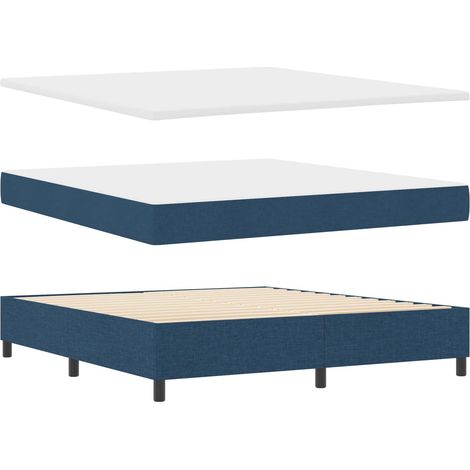 vidaXL Cama tipo Box Spring con tiras LED Azul 180 x 200 cm tela (1/5)