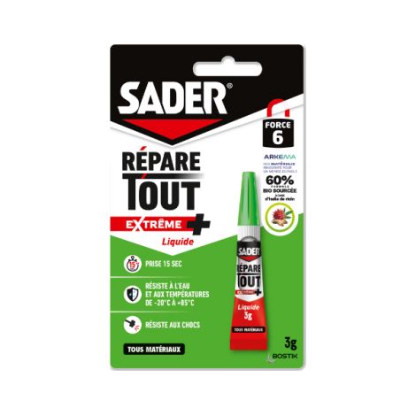 Sader Reparaturkleber repariert alles Extreme + Flüssigkeit Tube 3g Sader