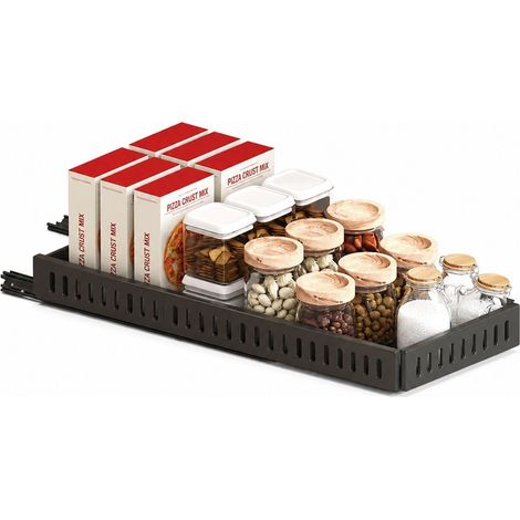 Égouttoir à casseroles coulissant et réglable, noir, 52 cm, organisateur de placard de cuisine, égouttoir à vaisselle de comptoir (1/4)