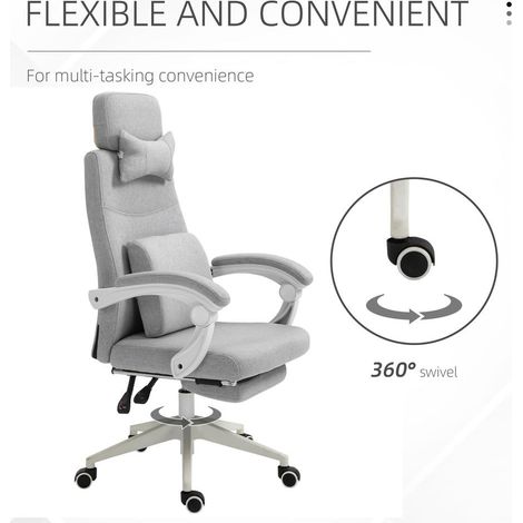Joueurs et télétravailleurs, fauteuil de bureau réglable avec repose-pieds, appuie-tête et soutien lombaire (1/5)