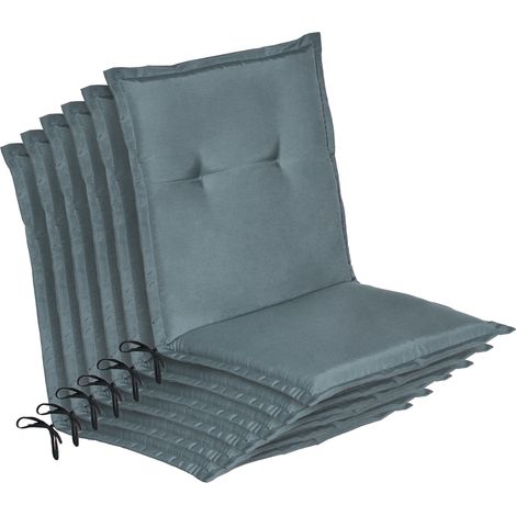 6er Set Niedriglehner Auflage Gartenstuhl Loft NL, 100x50x6cm, Taubenblau (1/5)