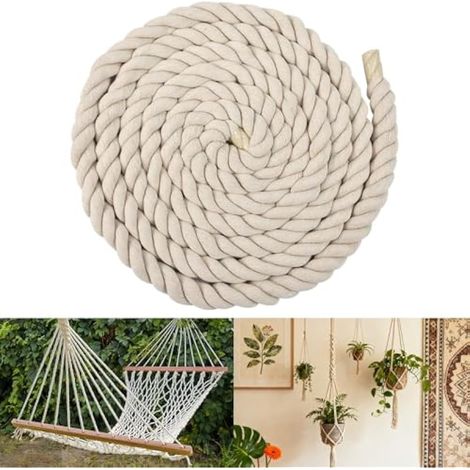 Cordon Coton de 20 mm d'Épaisseur, Grosse Corde Épaisse Doux de 20 m de Longue, Cordon Coton pour Macramé Beige, Cordes Épaisses Torsadés Souples, pour Décoration Artisanat DIY Accoudoir (1/5)