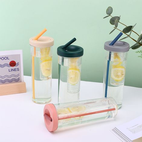 Gobelet à paille filtrante de haute qualité, séparation sec/humide, gobelet en plastique grande capacité, gobelet pour couple, résistant aux chutes, gobelet portable, vert gazon. (1/5)