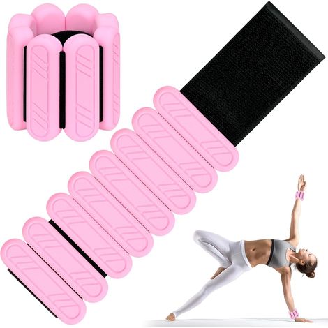 Lot de 2 poids de poignet réglables pour pied ou poignet pour mouvement, marche, jogging, yoga, aérobic, pilates, poids (1/5)