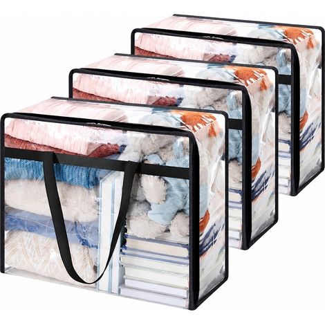 Sacs de rangement transparents pour couettes, grande capacité, en PVC imperméable, pour déménagement en résidence étudiante, 40 L x 3 pièces (1/5)