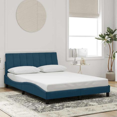 vidaXL Cadre de lit sans matelas Hanko bleu 140x190 cm velours (1/5)