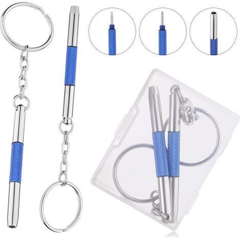 Tournevis Réparation Lunettes et Montres 3-en-1 Poche avec Embouts Cruciforme Plat et Porte-Écrou – Lot de 2 (1/5)