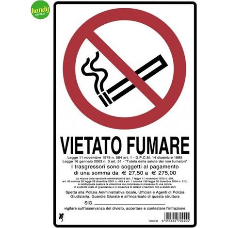 Cartello in plastica "vietato fumare" 30 x 20 cm