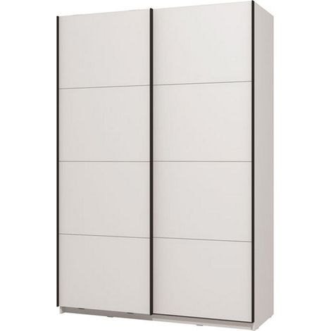 Guardaroba Grande Tredozio, Armadio Camera da Letto Appendiabiti, 2 Ripiani, Apertura Scorrevole, 145.5x217.5h cm Bianco Opaco