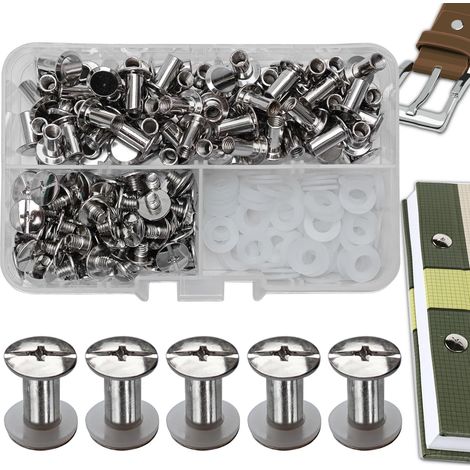 80 Kits Vis Chicago Screws,M510mm Vis de Livre,Rivet a Visser de remplacement en métal pour sacs, livres, colliers, sacs à dos, laisses de chien, laisses (Argent) (1/5)
