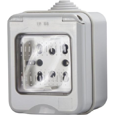 Presa universale idrobox 2 bipasso + schuko da esterno parete presa corrente in scatola stagna (1/3)