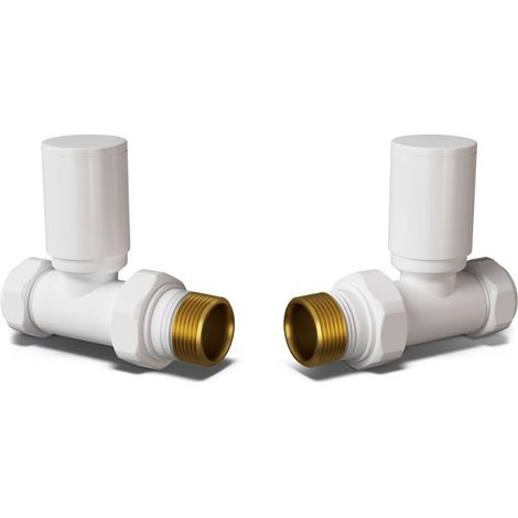 Round - White Radiator Valves Straight 15mm (1/3)
