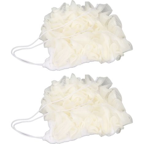 Pack de 2 Pouffes de Douche en éponge 2 en 1 Lavage Visage Serviette de Bain Exfoliante pour Voyage Femme Cadeau Hôtel (1/5)