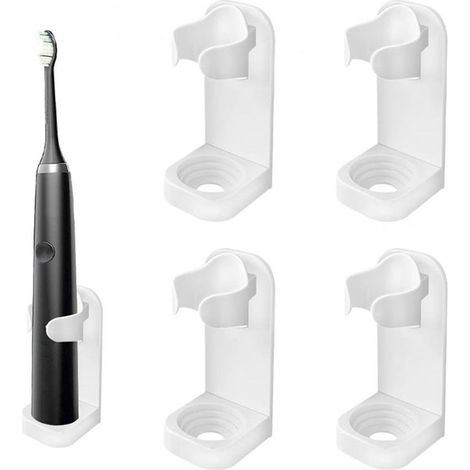 Porta spazzolini elettrici in 4 pezzi, senza BPA, antiscivolo, da parete, con forte adesione, portatile, autoadesivo, non richiede foratura (1/5)
